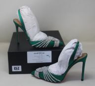 A pair of women's as new Aquazzura Gatsby Satin Slingbacks in emerald (EU 36, no lid on box).