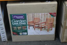 A boxed as new Kingfisher Hardwood Garden Patio Love Seat.