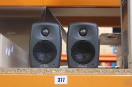 A pair of pre-owned Genelec 8010A Bi-Amplified Active Studio Monitors.