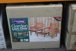 A boxed as new Kingfisher Hardwood Garden Patio Love Seat.