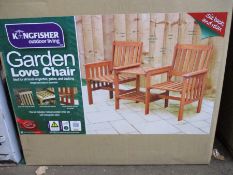 A boxed as new Kingfisher Hardwood Garden Patio Love Seat.