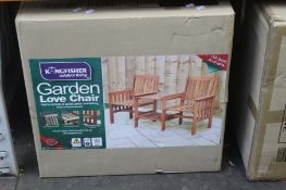 A boxed as new Kingfisher Hardwood Garden Patio Love Seat.