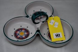 A Three Section Serving Bowl by Luigi D'Amore for Vietri Italian Dinnerware.