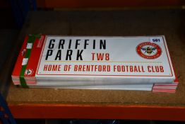 A quantity of Brentford Griffin Park TW8 official merchandise wall signs (Approximately 50 items).