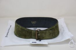 A women's pre-owned Alaia Paris Corset Belt in green suede (70).