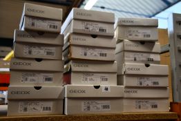 Twelve pairs of women's boxed as new Geox shoes/trainers in various styles and sizes.