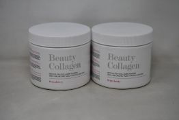 Fifteen tubs of Beauty Collagen powder, strawberry (BB 04/2025).