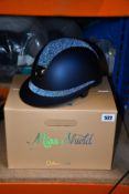 An as new Miss Shield Shadowmatt The New Swarovski ultra fine rocks top and frontal band, helmet (