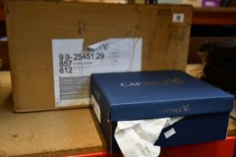 Six pairs of women's boxed as new Caprice Chelsea Boots in Ocean Suede (Various sizes UK 4-7.5).