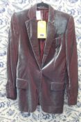 A pre-owned Gucci Two-Tone Velvet Suit Jacket (Size 42).