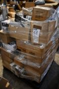 A pallet of assorted as new miscellaneous items to include skull syringe mugs, desktop punch bags,
