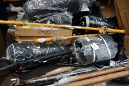 A quantity of sport and related items to include punch bag, kettle bells and scooter.