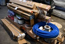 Two pallets of miscellaneous items to include cables and lights.