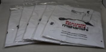 Five as new Maharishi 3655 Peace Embroidered Organic Cotton T-shirts in white (S, M, L, XL and