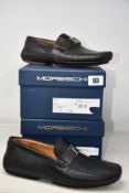 Two pairs of men's boxed as new Moreschi Tenerife Driver Shoes, 1 x black, 1 x brown (Both UK 9).