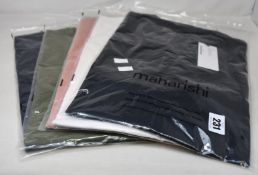 Five as new Maharishi 7012 Hemp Organic T-shirts in various colours (L).