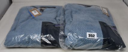 Two men's as new R1 Air Fleece Crew - Light Plume Grey (L, XL).