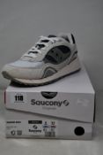 Two pairs of boxed as new Saucony Shadow 6000 Sneakers - White/Dark Grey (UK M 7, W 7.5).