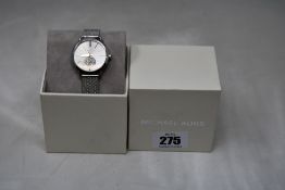 A boxed as new Michael Kors Portia Mesh Watch (REF: MK3843).