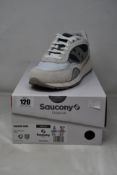 Two pairs of boxed as new Saucony Shadow 6000 Sneakers - White/Dark Grey (UK M 8, W 8.5).