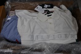 Seven items of as new Tommy Hilfiger clothing: A Tech Essentials Hooded Zip Thru (Lofty Blue, S),