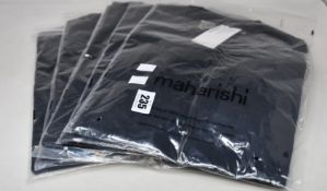 Five as new Maharishi 3535 Organic Cotton T-shirts in black (S, M, L, XL and XXL).
