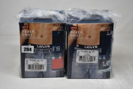 Six as new Levi's 3-pack boxer briefs in assorted colours (Sizes S and M).