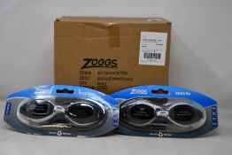 Twelve as new Zoggs Endura Swimming Goggles (6 white black tint smoke, 6 white red clear).