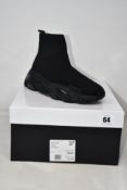 A pair of women's boxed as new Kurt Geiger London Lettie Knit Sock Drench Trainers in black (EU