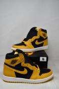 A pair of boxed as new Nike Jordan 1 retro high OG pollen/white/black (UK 8).