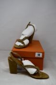 A pair of boxed as new Le Monde Beryl Suede Rope sandal mid heels in Sand (Size 37.5 UK4 1/2).