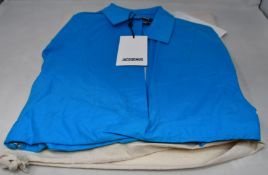 An as new Jacquemus La Chemise Capri 340 Top in Turquoise (Size FR 34).