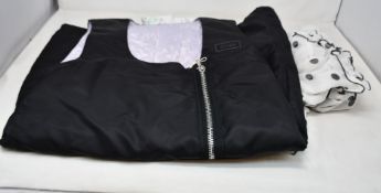 A women's Ganni Dotted Georgette Dress in white (Size 36) and a women's Ganni Recycled Nylon