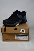 A pair of women's boxed as new Salomon X Ultra 4 GTX Hiking Shoes - Black/Stormy Weather/Opal