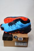 A pair of as new Salomon Speedcross 5 GTX in Hawaiian Ocean/Night Sky/Cherry Tomato (Size UK 7.5).