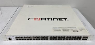 A pre-owned Fortinet FortiSwitch 448D-FPOE 48-Port Ethernet Switch (Grade B).