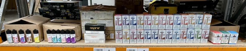 COLLECTION ONLY: A quantity of vaping items to include Frumist vape liquid (assorted flavours), Aspi