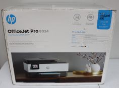 A boxed as new HP OfficeJet Pro 8024 Wireless All-in-One Printer (Box sealed, some cosmetic damage t