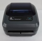A pre-owned Zebra GK420d USB/Serial/Parallel 203dpi Thermal Label Printer (Power supply included) (P