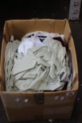 A box of assorted Hollister tops, various style and sizes (All items have a security tag attached).