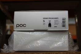 Two pairs of boxed as new POC Ceramic VPDS Bib Shorts - Uranium Black (S, XL).