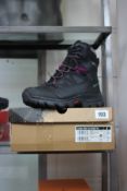 A pair of women's Salomon Chalten TS CSWP Winter Boots - Black/Potent Purple (As new but has some