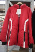 An as new Ulla Popken side stretch triple function lined ski jacket in deep red (Size EU 58/60).