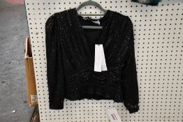 An as new I R O Albas pleated sequined knitted black top (Size 38).