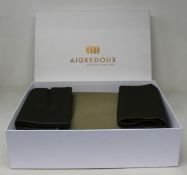 A boxed as new Aigredoux Bespoke Fine Home bedding to include two pillow cases and a quilt cover