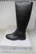 A pair of women's Solea 'City' High Leg Leather Boots - Black (EU 39, as new but has some minor