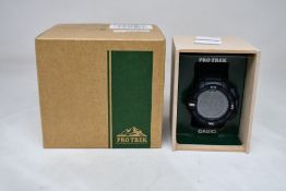 A men's boxed as new Casio Protrek Triple Sensor Tough Solar PRG-270-1A Watch.