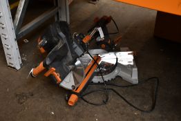 A pre-owned Evolution R255SMS-DB 255mm Double Bevel Mitre Saw.