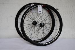 A pair of as new Miche Pistard track bike wheels complete with Tufo CS33 Pro tubular clincher