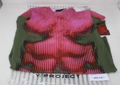 An as new Jean Paul Gaultier Y- Project Pink/Khaki edition layered long sleeve T-Shirt (Size M).